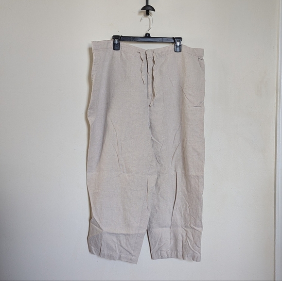 Relativity Woman wide leg tan linen pants ultra high waist relaxed fit size 2X - Picture 1 of 4